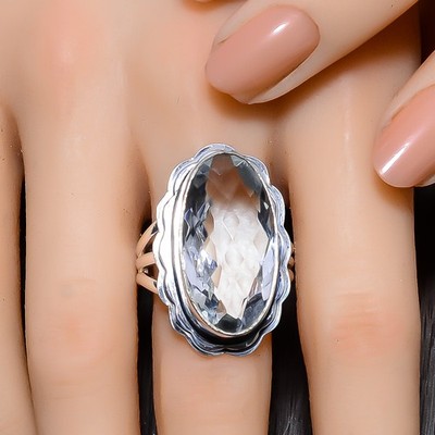 White Topaz 925 Sterling Silver Jewelry Ring, Christmas Gift, Elegant Ring