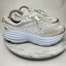 Hoka One One Bondi 8 White Women's Running Comfort Shoes Size 9B 1127952WWH