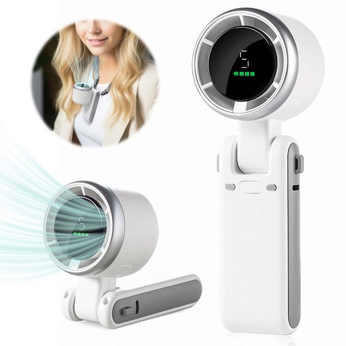 Portable Handheld Mini Turbo Fan, USB Rechargeable Travel Neck Fan with 5