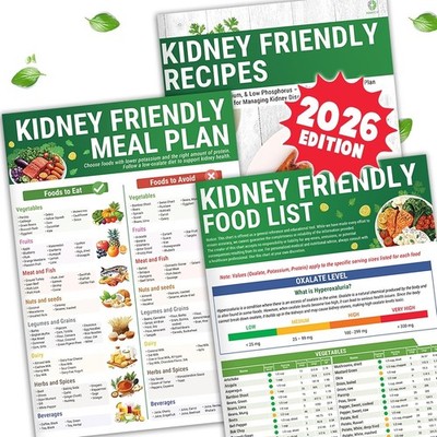 Kidney Diet Food List & Meal Plan, 3 Pack Simple Guides | Support You Eat Safely