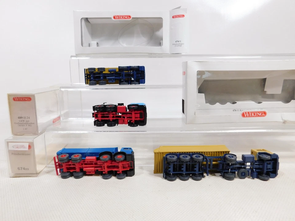 4X Wiking H0 1:87 Kipper Gußasphaltkocher 674 MB 676 689 MAN Mint+Box #ED471-0,5 - Immagine 3 di 4