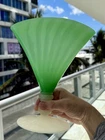 Art Deco Era Steuben Jade And Alabaster Glass Fan Vase, 11.5”