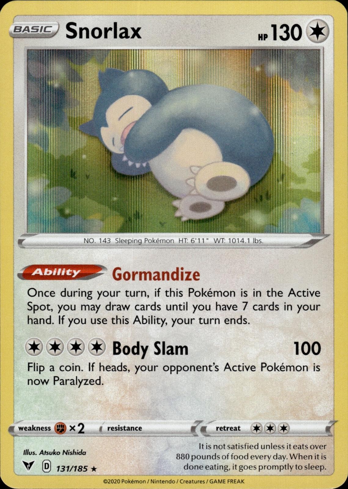 SNORLAX 131/185 Holo HOLO Rare Vivid Voltage NM Pokemon
