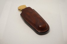 handmade buck 110 custom leather sheath dark brown, waxed, Sheath Only
