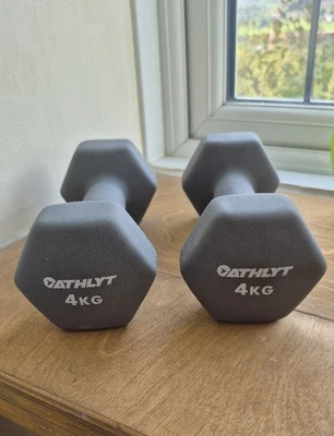 Athlyt 2 x Grey Soft-Touch 4kg Neoprene Dumbbells