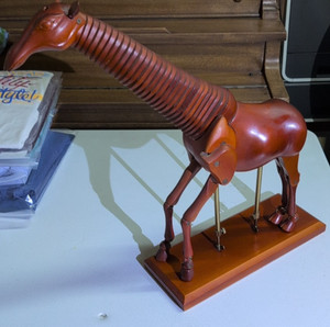 Giraffe Articulated Wooden Sculpture Mannequin missing horns and tail