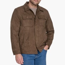 NWT Dockers Brown Faux Suede Shirt Jacket Ins...