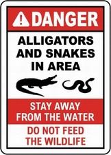 SmartCows Alligators Snakes Warning Tin Metal Signs Home D cor 8x12