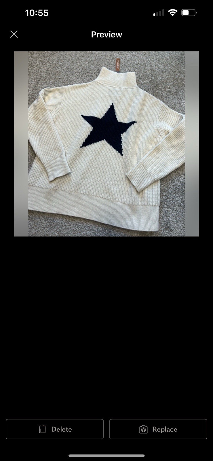 Wanakome Star Sweater 1/4 Zip Off Winter White  Size Large Cream