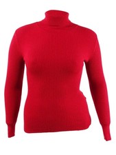 Style  Co. Women's Ribbed Turtleneck Sweater XS, Red Polish 