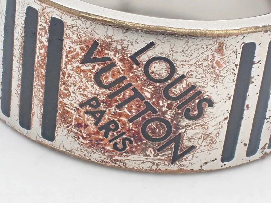 Anello Louis Vuitton Berg Damier colori M62494 argento metallo nero misura... - Immagine 4 di 4