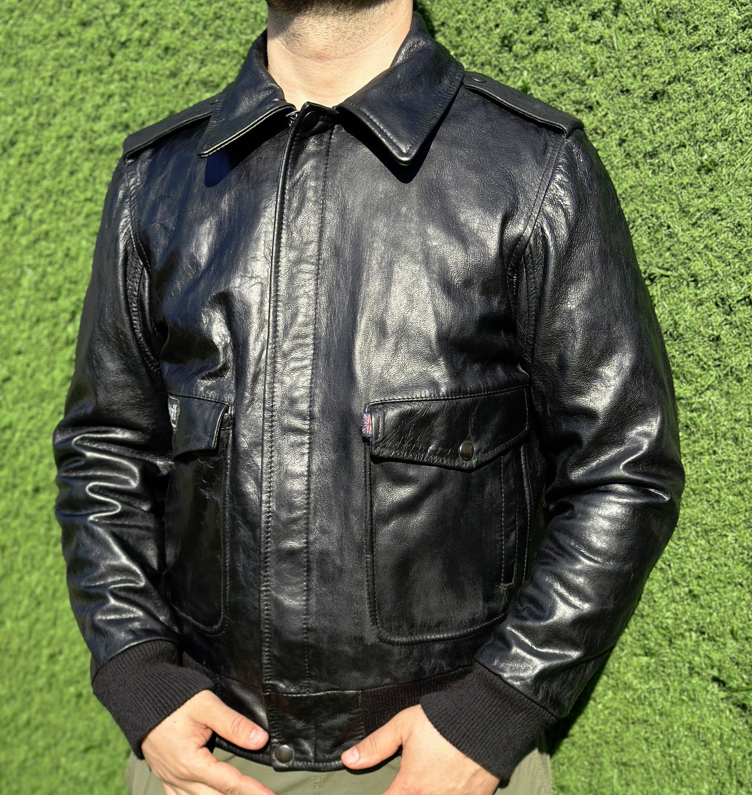 Rare Belstaff Vintage 90s Leather Bomber Jacket Aviation Military Size XL Fits L image 7
