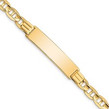 14k Yellow Gold Chain/Solid Plate Anchor Link Chain Plate ID Bracelet 8" 16.49gm