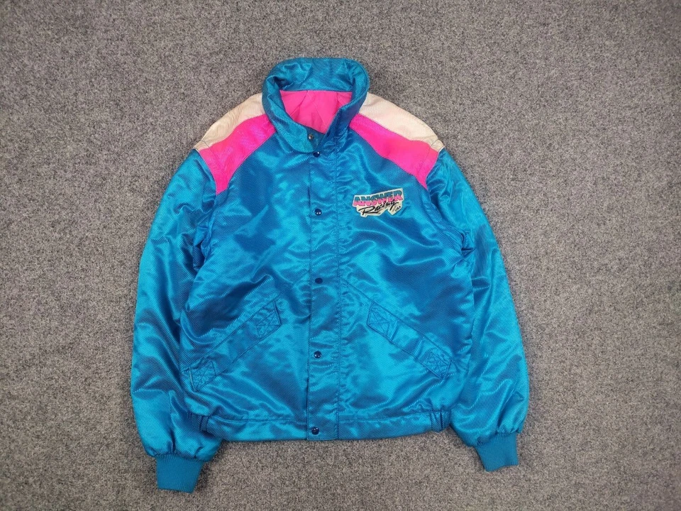 Chaqueta Bomber Brillante Vintage Años 80 Answer Racing Logo EE. UU. Foto 2 de 4