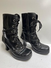 Vintage Steampunk Victorian Lace Up Boots w contour heels Sz 8