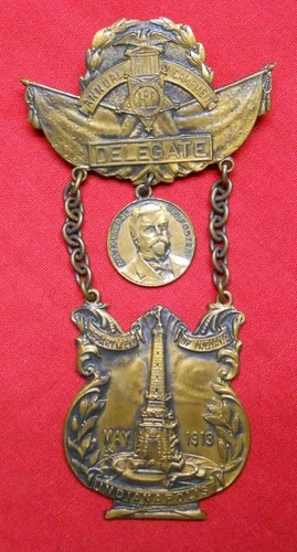 post Civil War veteran G.A.R Indianapolis 1913 reunion badge.