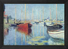 Claude Monet port boat Framed Wall Art Poster Canvas Print Picture