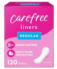 Carefree Panty Liners, Regular, Unscented, 120 Count, 8-Hour Odor Control