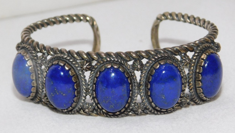 BEAUTIFUL Carolyn Pollack Southwestern Style Sterling 925 Lapis Lazuli Bracelet