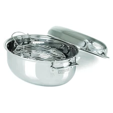 3-Ply Oval Roasting Pan, 8.5 Quart, Stainless Steel Kitchen Cookware with Met...