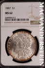 1887 Morgan Dollar - NGC MS 62 - Scarce  No Reserve  #SLK612