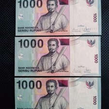 Indonesian 1000 Rupiah Banknotes 3 Unused Collectible, Jakarta Vintage Currency