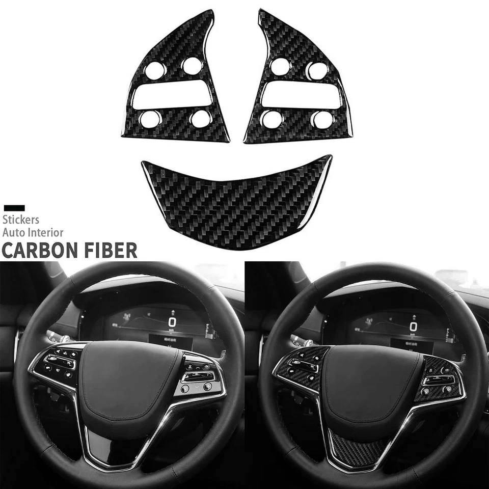 Kits de fibra de carbono real de 22 piezas embellecedor de tablero interior completo para Cadillac CTS 2014-2019 Foto 2 de 4