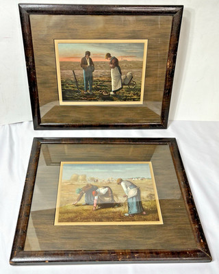 2 Jean François Millet Framed Prints The Gleaners The Angelus European 1940s