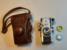 Steky Subminiature Model II 16mm Film Camera w/ 25mm F3.5 Stekinar Lens  Case