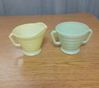 Vintage Hazel Atlas Platonite Modern Tone Cream and Sugar Bowl Set 1940's - 50's