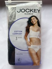 Jockey Elance 100 Cotton Women's 6/S Solid Black/Grays Bikini Panty 3-Pack