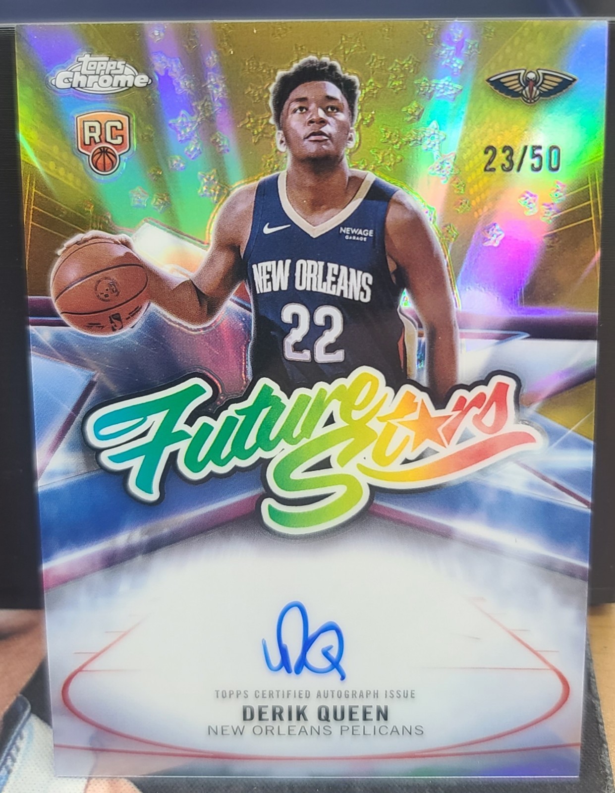 2025-26 Topps Chrome Derik Queen Gold Future Stars On Card Auto /50
