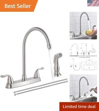 Stylish 13'' High Arc Kitchen Faucet with Side Sprayer Brushed Nickel Finish