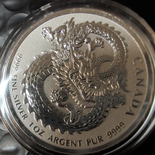 2018 0.9999 1 oz Canadian Lucky Dragon High Relief Silver Coin (BU)