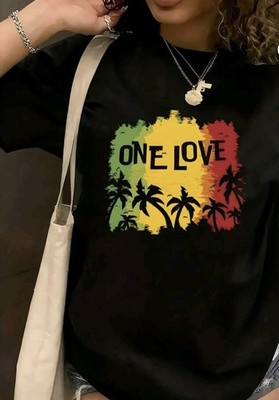 Black Rasta One Love Graphic Crewneck Pullover Sweatshirt Big & Tall 1X