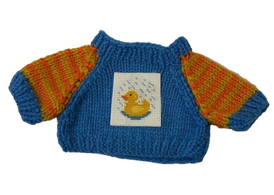 Rubber Ducky Needlework Patch Preemie Newborn Doll Plush Knitted Sweater 3 Pair