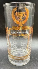 VINTAGE ALL TIME GREAT ATHLETES GOLF TENNIS BASKETBALL WATER GLASS GOLD CLEAR