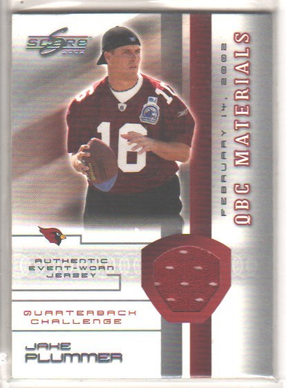 2002 Score QBC Materials Jake Plummer #23 Arizona Cardinals