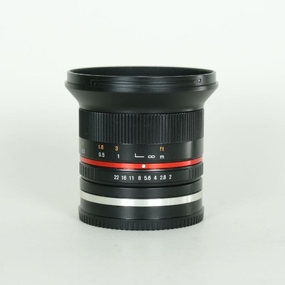 Samyang 12mm F2.0 NCS CS Sony E Mount Silver Wide Angle Lens Used