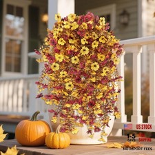 Fall Decor Artificial Flowers for Outdoor Decoration, Yellow and Brown Small