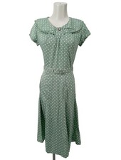 HELL BUNNY Cocktailkleid Damen Kleid Gr. DE 34 khaki-weiß Elegant