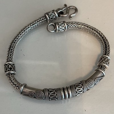 Vintage 925 Sterling Silber balinesisches byzantinisches Armband schwer 31,34 g