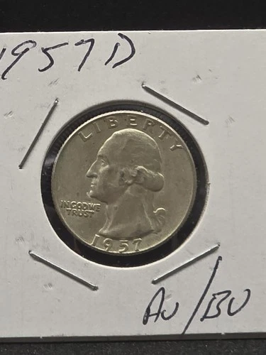 1957 D AU WASHINGTON SILVER QUARTER .25 COIN STARTING LESS THAN MELT 16.08 AU