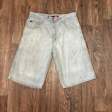 Southpole Gray Denim Shorts Size 34W 12" Inseam Y2K Skater Grunge Baggy