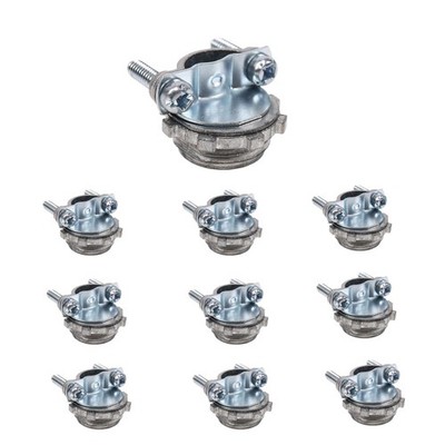 10-Pack ½'' Wire Clamps - Steel Clamp Type Cable Connectors - Metallic Conduit...
