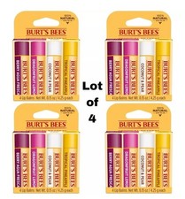 Burt  s Bees Lip Balm Assorted Varieties 4pk Box Lot Of 4