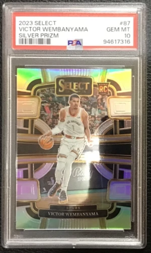 2023 SELECT - VICTOR WEMBANYAMA ROOKIE # 87 SILVER PRIZM RC PSA 10 SPURS
