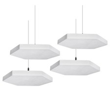 TroyStudio Acoustic Ceiling Panels, Hexagon, White, 4 pcs