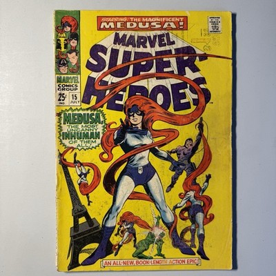 Marvel Super-Heroes #15 Marvel Comics 1968 First Solo Medusa Silver Age Vintage