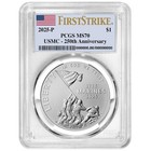 2025-P UNC $1 U.S. Marine Corps 250th Anniversary Silver Commemorative PCGS M...